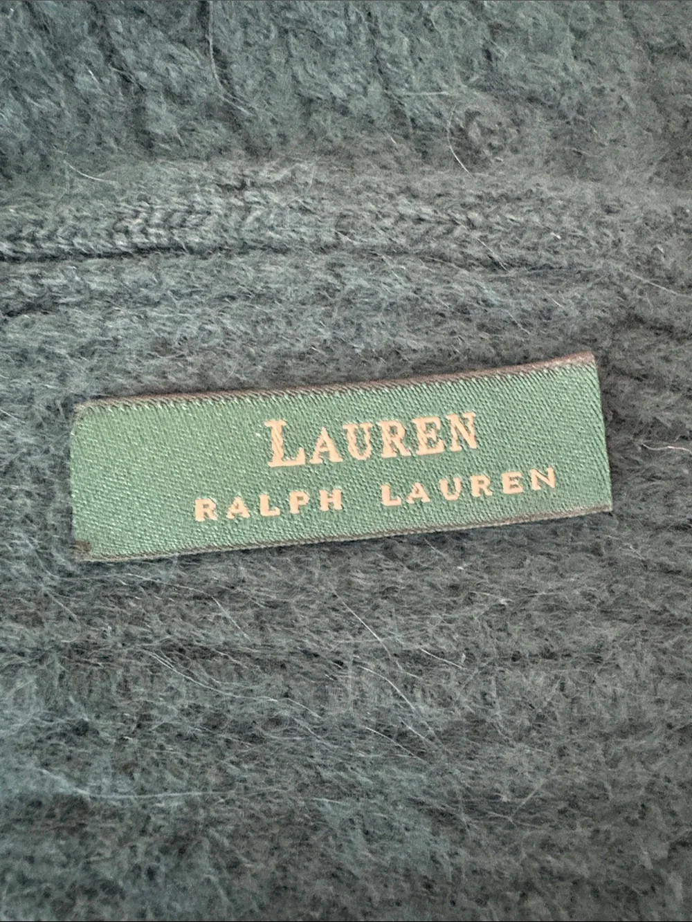 Lauren Ralph Lauren Lambswool Soft Dark Green Cable Knit Scarf SZ OS